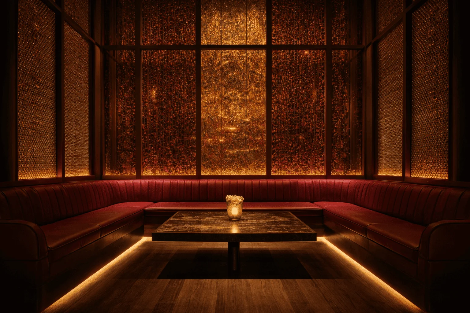 Elegant VIP lounge area at The Ave Philadelphia with luxury seating, ambient lighting, and upscale nightlife atmosphere